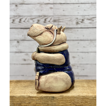 Load image into Gallery viewer, Hand-built and handcrafted Ceramic Sculpture the Happy Hippo