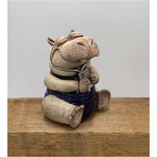 Load image into Gallery viewer, Hand-built and handcrafted Ceramic Sculpture the Happy Hippo