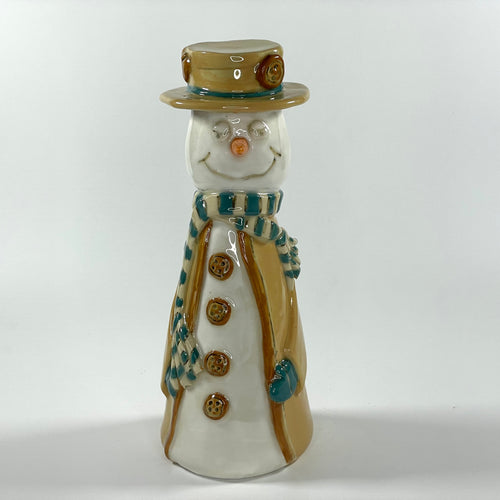 Handmade Ceramic Snowman with Button hat