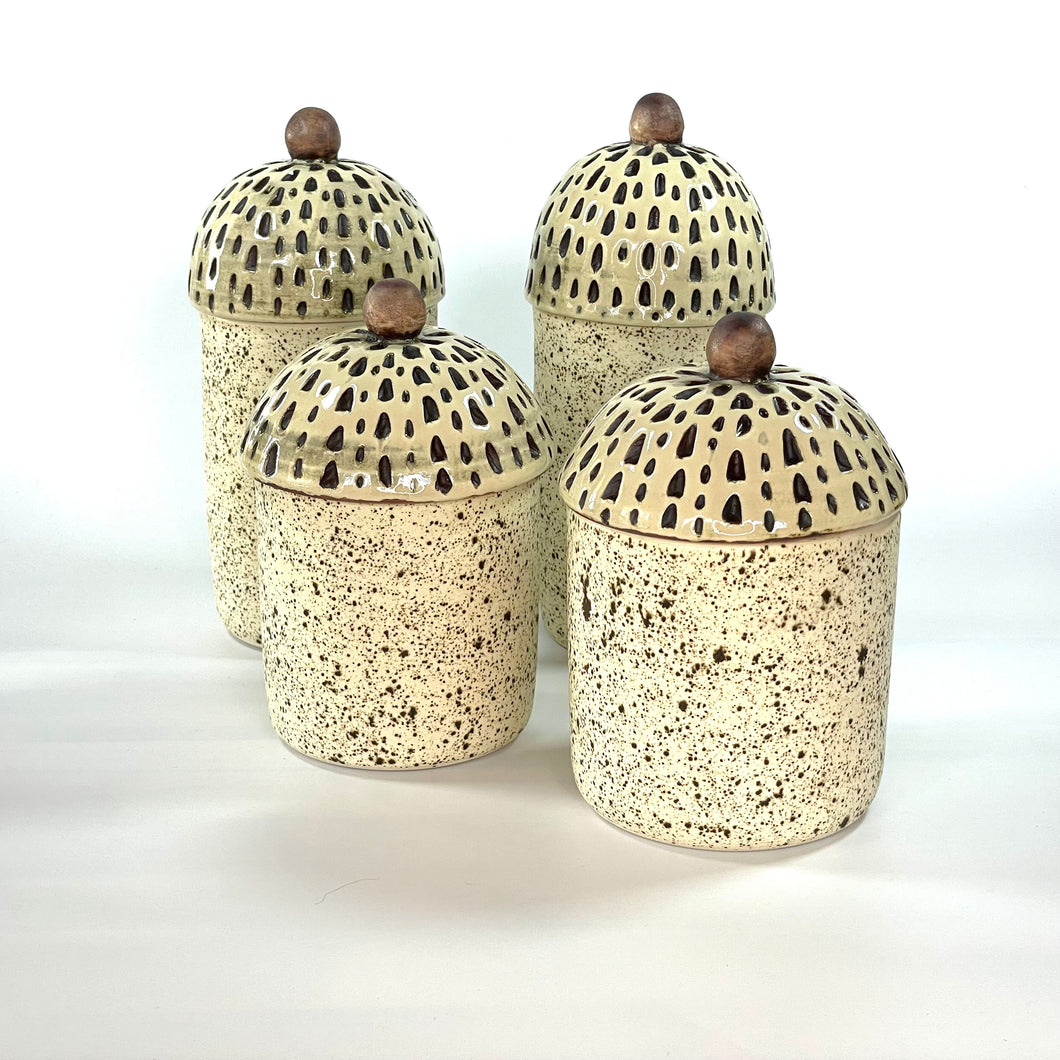 handmade ceramic acorn jars 