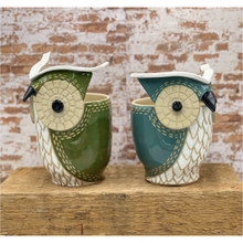 Load image into Gallery viewer, Owl Planters Light Clay 1 each hand thrown and handcrafted