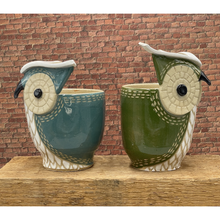 Load image into Gallery viewer, Owl Planters Light Clay 1 each hand thrown and handcrafted