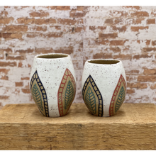Load image into Gallery viewer, White Vases with Leaves set of 2 Hand Thrown and Handcrafted Pottery