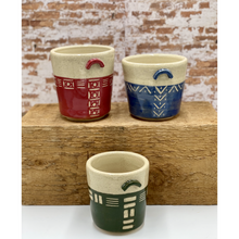 Load image into Gallery viewer, Geometric Sgraffito Planter Set of 3 Hand thrown and Handcrafted 
