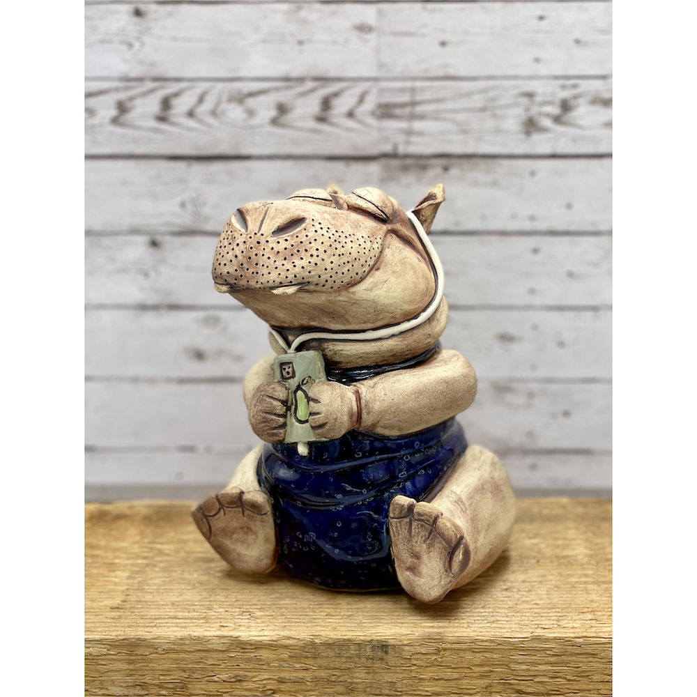 Hand-built and handcrafted Ceramic Sculpture the Happy Hippo