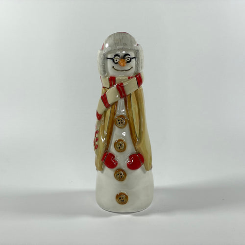 Christmas Handmade ceramic snowman with red hat and scarf