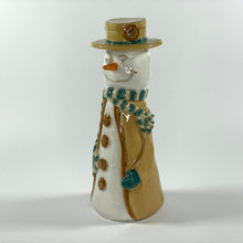 Load image into Gallery viewer, Handmade Ceramic Snowman with Button Hat
