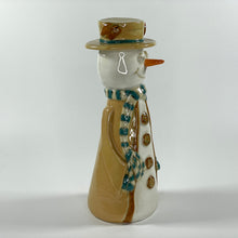 Load image into Gallery viewer, Handmade Ceramic Snowman with Button Hat
