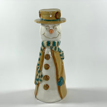 Load image into Gallery viewer, Handmade Ceramic Snowman with Button hat
