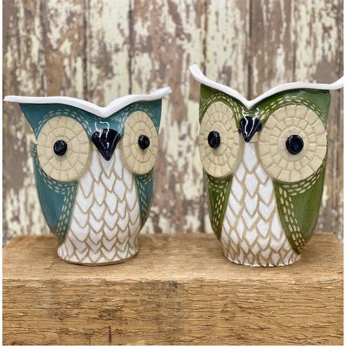 Owl Planters Light Clay 1 each hand thrown and handcrafted